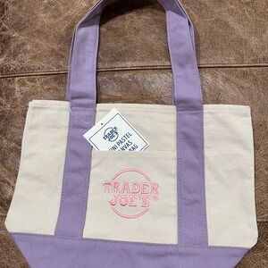 NWT Rare Trader Joe’s Mini Tote Bag in Pastel Purple